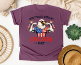 Don't Mess With My Freedom Day Grey graphic tee in Berry