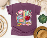 School Supplies Backpack Apple graphic tee in Berry
