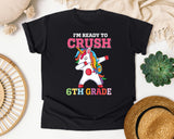 Im Ready To Crush 6th Grade Unicorn graphic tee in Black