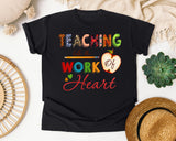 Teaching Is A Work Of Heart graphic tee in Black