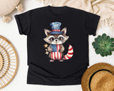 Raccoon In Uncle Sam Hat graphic tee in Black