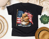 Hamster With American Flag graphic tee in Black