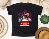 Patriotic Truck Fireworks graphic tee in Black