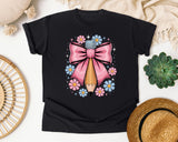 Pencil Bow Floral graphic tee in Black