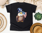 Eagle With Flag Hat graphic tee in Black