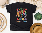 Happy First Day Of School Books Graphic Tee graphic tee in Black