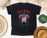 Stars Stripes And Sea Tides Grey graphic tee in Black