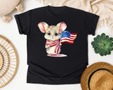 Mouse With American Flag graphic tee in Black