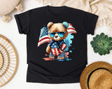 Bear With American Flag graphic tee in Black