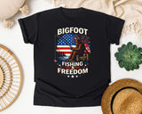 Bigfoot Fishing Freedom graphic tee in Black