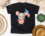 Mouse Holding American Flag graphic tee in Black