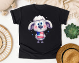 Patriotic Poodle Puppy graphic tee in Black