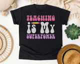 Teaching Is My Superpower Retro graphic tee in Black