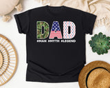Dad Man Myth Legend Grey graphic tee in Black