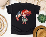Girl With American Flag graphic tee in Black
