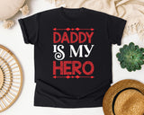 Daddy Is My Hero Pink graphic tee in Black