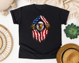 Eagle Ripping Flag graphic tee in Black