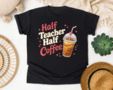 Half Teacher Half Coffee Retro graphic tee in Black