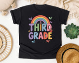 Third Grade Rainbow Butterfly Graphic Tee graphic tee in Black