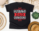 Husband Dad Granddad Red 2 graphic tee in Black