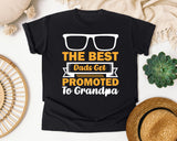 The Best Dads Get Promoted To Grandpa White graphic tee in Black