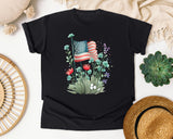 Flag With Wildflowers graphic tee in Black
