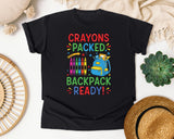 Crayons Packed Backpack Ready Graphic Tee graphic tee in Black