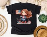 Girl With Flag Running graphic tee in Black