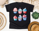 Patriotic Cupcakes Grey graphic tee in Black