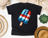Patriotic Checkered Popsicle graphic tee in Black