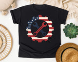 Patriotic Gear And Wrenches graphic tee in Black