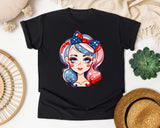 Patriotic Girl With Bow graphic tee in Black