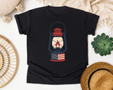 Patriotic Camping Lantern graphic tee in Black