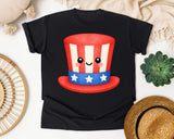 Uncle Sam Top Hat Orange graphic tee in Black