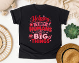 Helping Tiny Humans Do Big Things Red graphic tee in Black
