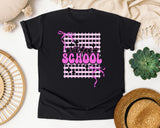 First Day Of School Pink Grid graphic tee in Black
