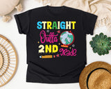 Straight Outta 2nd Grade Globe graphic tee in Black