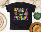 Kindergarten Cutie Reporting For Duty Graphic Tee graphic tee in Black