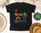Coffee Teach Repeat Icons graphic tee in Black