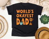 World's Okayest Dad Orange graphic tee in Black