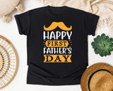 Happy First Father's Day White graphic tee in Black