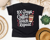 100 Days Of Coffee Teach Repeat graphic tee in Black