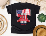 We Will Never Forget Patriot Day Red graphic tee in Black