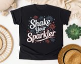 Shake Your Sparkler White graphic tee in Black