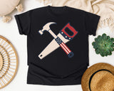 Patriotic Hammer And Saw graphic tee in Black