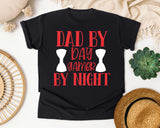 Dad By Day Gamer By Night White 2 graphic tee in Black