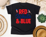 Red White And Blue graphic tee in Black