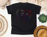 Patriotic Fireworks Burst graphic tee in Black