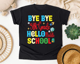 Bye Bye 5th Grade Hello Middle School Bright graphic tee in Black