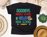 Goodbye Middle School Hello High School graphic tee in Black